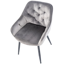 Fløjlsbesøgsstol med metal firebenet stel ryglæn og armlæn