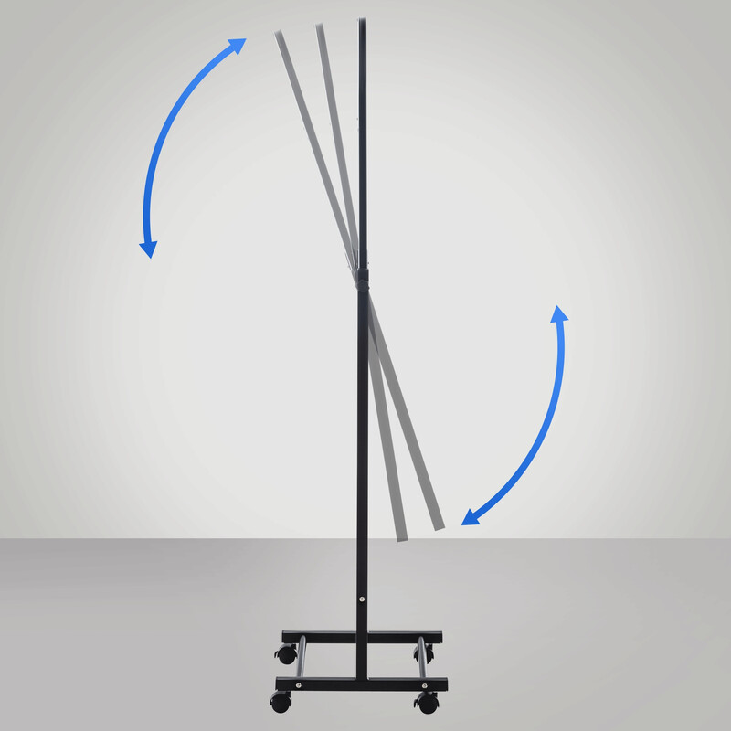 Elegant stående fuldkropsspejl med metalramme hjul og justerbar vinkel