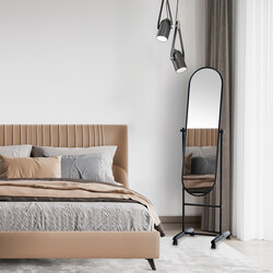 Ovalt spejl med metalramme på hjul 155 cm i flere farver