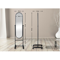 Ovalt spejl med metalramme på hjul 155 cm i flere farver