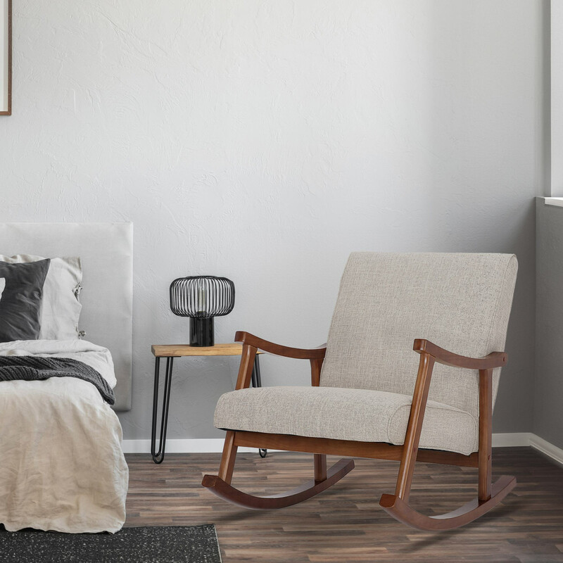 Gyngestol Morelia med valnøddetræ ramme stofbetræk 130 kg belastning