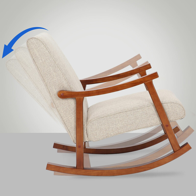 Gyngestol Morelia med valnøddetræ ramme stofbetræk 130 kg belastning