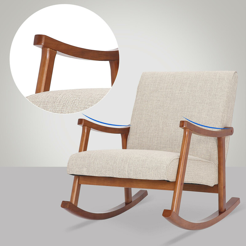 Gyngestol Morelia med valnøddetræ ramme stofbetræk 130 kg belastning