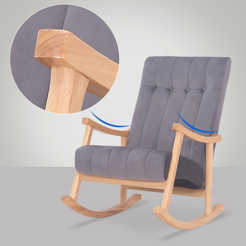 Fløjlgyngestol med holdbar gummitræramme 130 kg kapacitet lounge