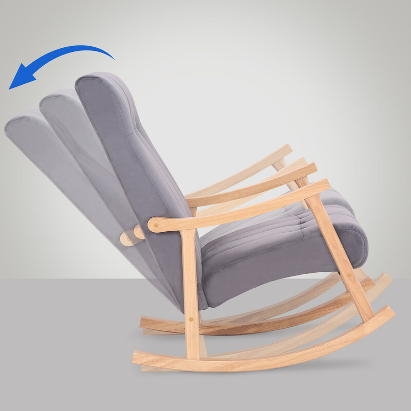 Fløjlgyngestol med holdbar gummitræramme 130 kg kapacitet lounge