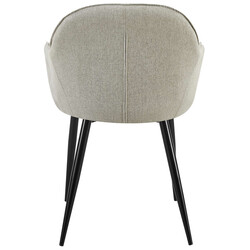 Behagelig stilfuld spisestol med polstret sæde armlæn og fire metalben