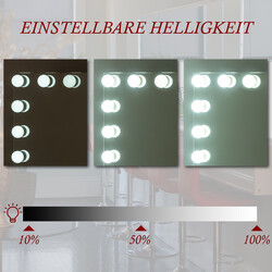 Stilfuldt makeup-spejl med LED-lys USB-lader og vægmontering til badeværelset