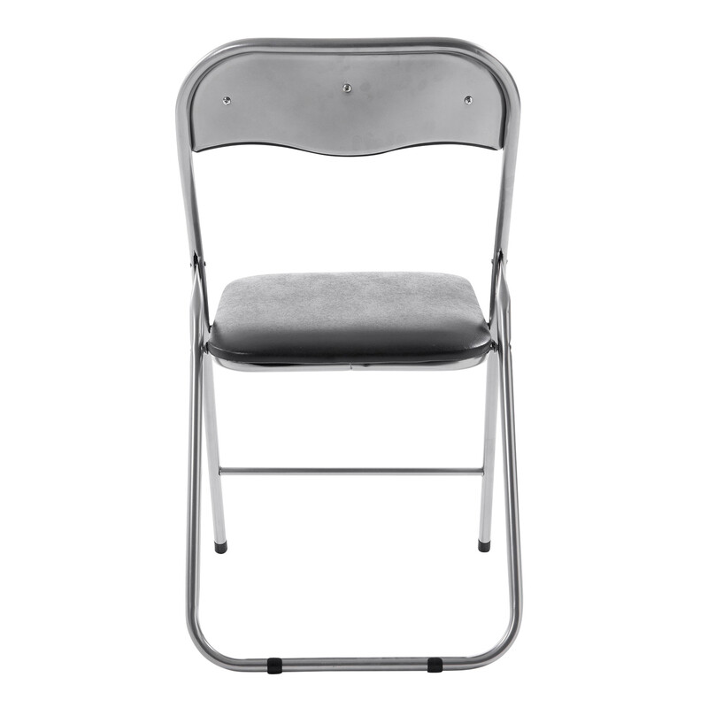 Foldbart kunstlæder stol sæt 2 stk med moderne metalramme