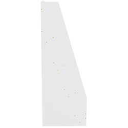 Tidløs børneværelsesbogreol med fire udstillingshylder lav højde trapezformet MDF