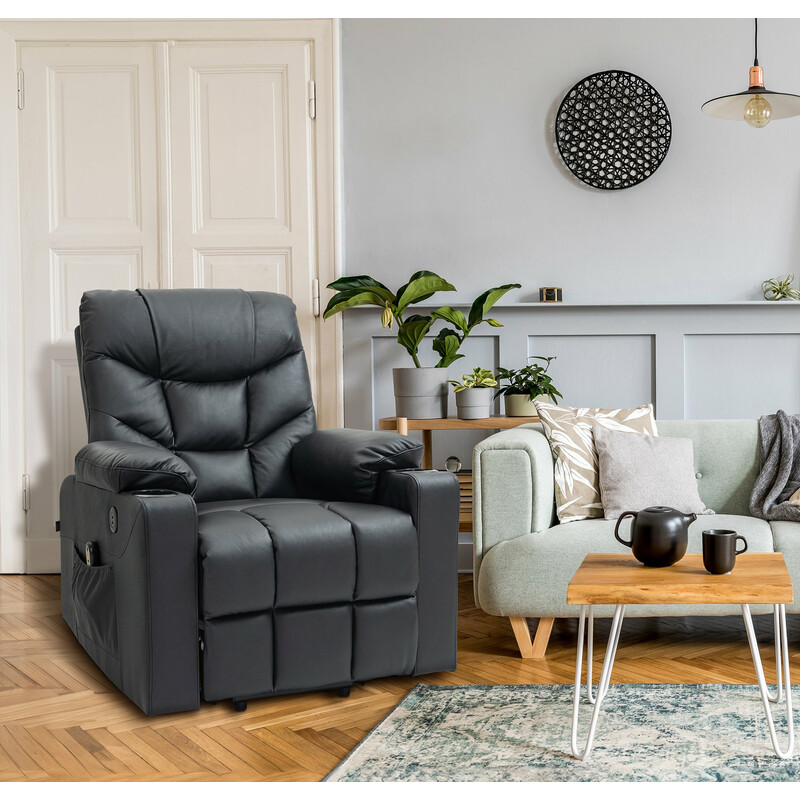 Andover elektrisk lænestol med USB-porte drikkestativ og fjernbetjening