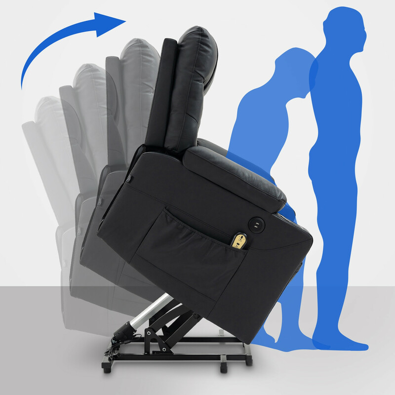 Andover elektrisk lænestol med USB-porte drikkestativ og fjernbetjening