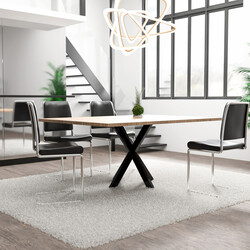 Biloxi industrielle bordben pulverlakeret stål med gulvbeskyttere