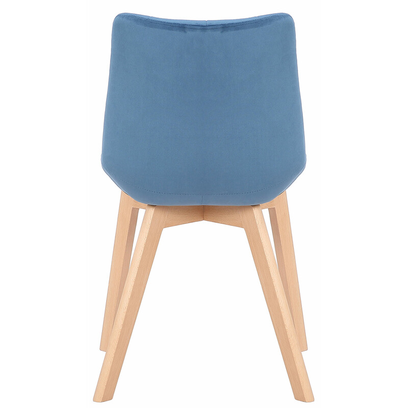 Luksuriøs fløjlsagtig spisestol med høj ryg fyrretræsramme og fire ben