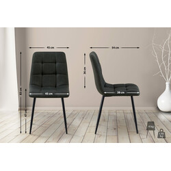 2 komfortable moderne spisestole med højt ryglæn og metalramme