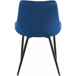 Velour spisestol med polstret sæde og ryglæn fire ben sort metalramme