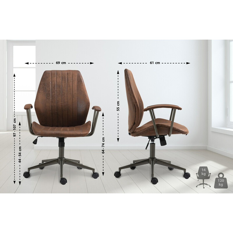 Industriel ergonomisk kontorstol med kunstlæder og metalramme