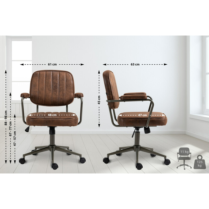 Ergonomisk kontorstol med kunstlæder vippefunktion og justerbar højde