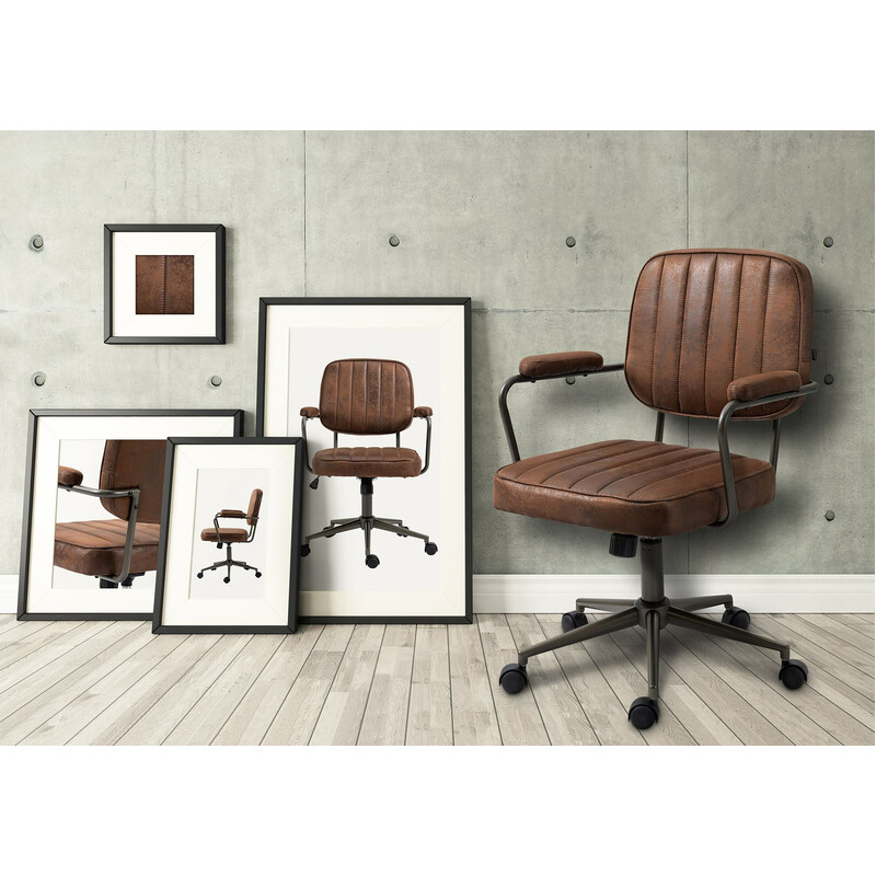 Ergonomisk kontorstol med kunstlæder vippefunktion og justerbar højde