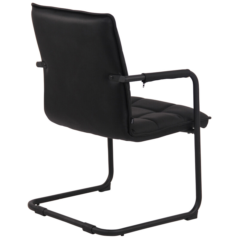 Sæt af to ægte læder spisestole med svajende metalramme