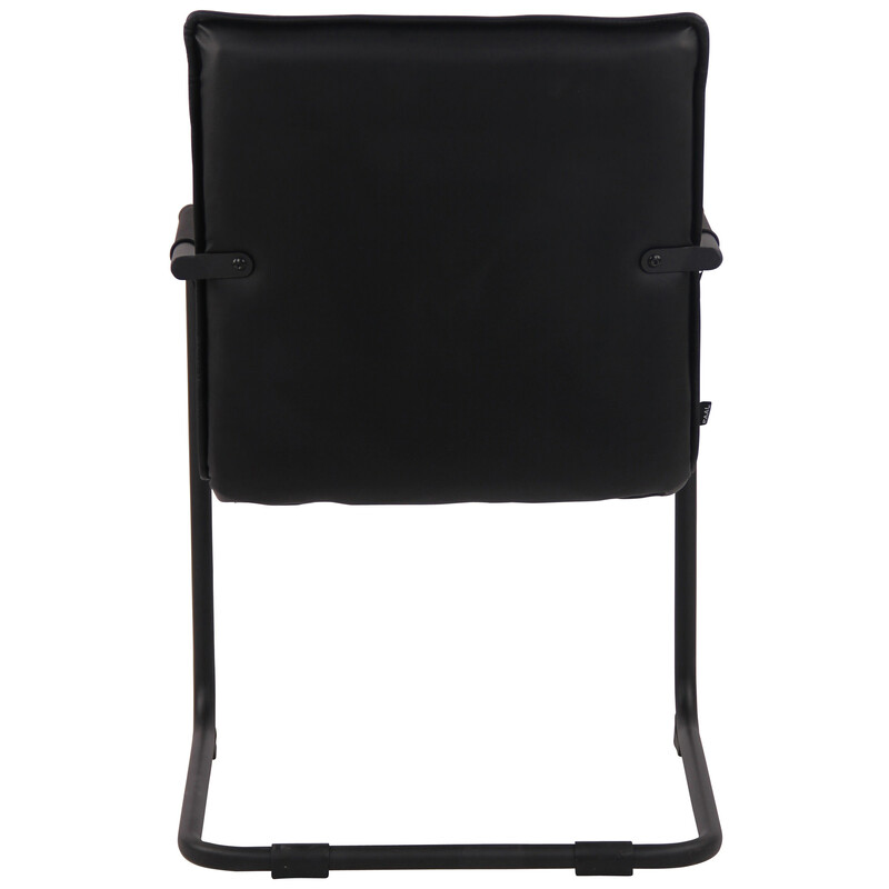 Sæt af to ægte læder spisestole med svajende metalramme