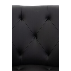 Moderne polstret spisestol med metalramme og armlæn i kunstlæder