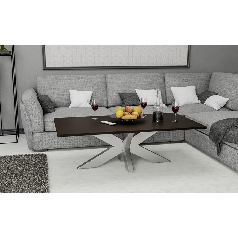 Duncan børstet rustfri stål bordben med skruer og gulvbeskyttere