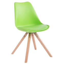 Elegant besøgsstol med træramme kunstlæderbetræk og plastsidde