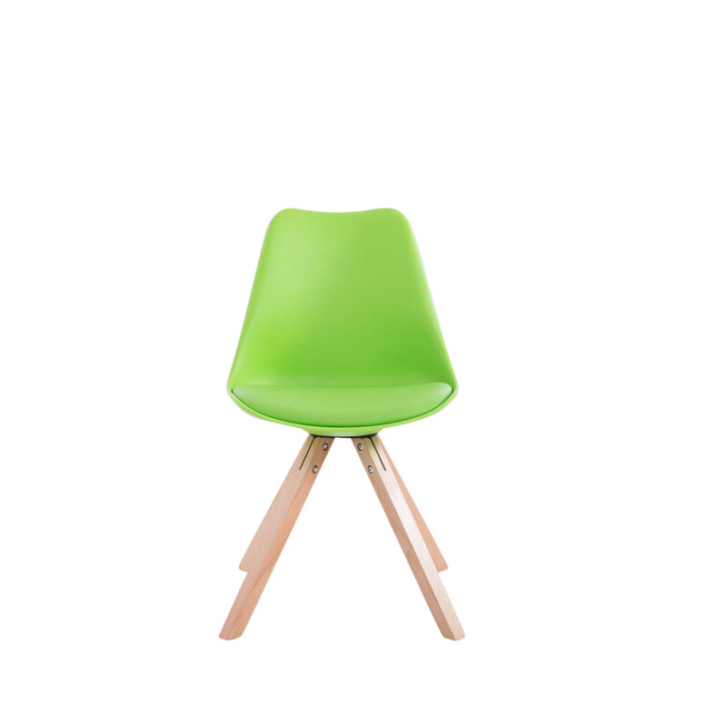 Elegant besøgsstol med træramme kunstlæderbetræk og plastsidde