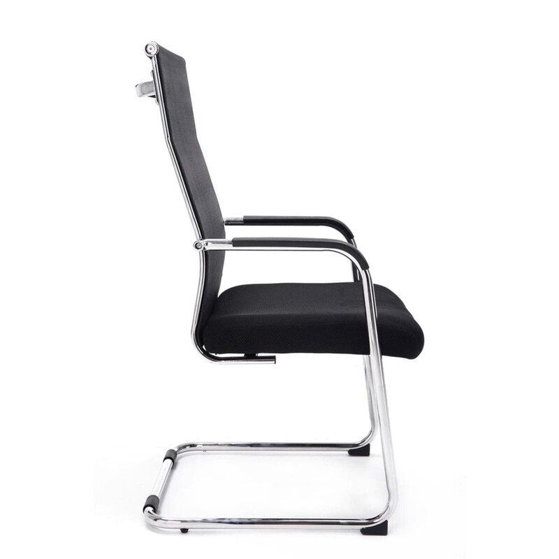 Brenda besøgsstole 2 stk ergonomisk stilfuldt design med kromramme netbetræk