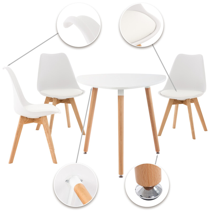 Elegant spisegruppe med Abenra bord og tre Linares stole