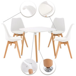 Liborg spisegruppe bord med fire Linares stole i bøget træ