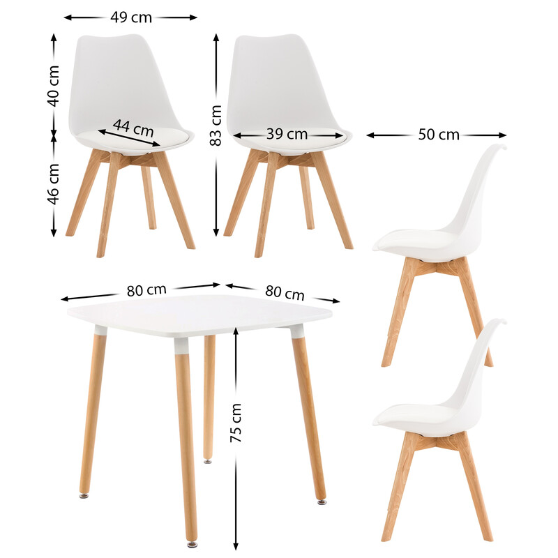 Liborg spisegruppe bord med fire Linares stole i bøget træ