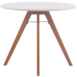 Rund spisegruppe med bord og fire stole i MDF og bambus