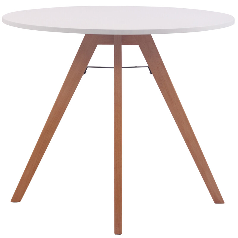 Rund spisegruppe med bord og fire stole i MDF og bambus