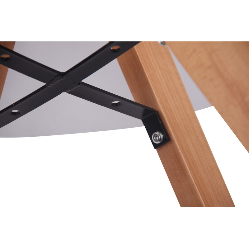 Rund spisegruppe med bord og fire stole i MDF og bambus