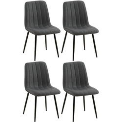 Moderne tidløst 4‑stols sæt Dijon med polstrede sæder metalben