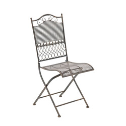 2 sammenklappelige jernhavestole med antikpatina og nostalgisk design