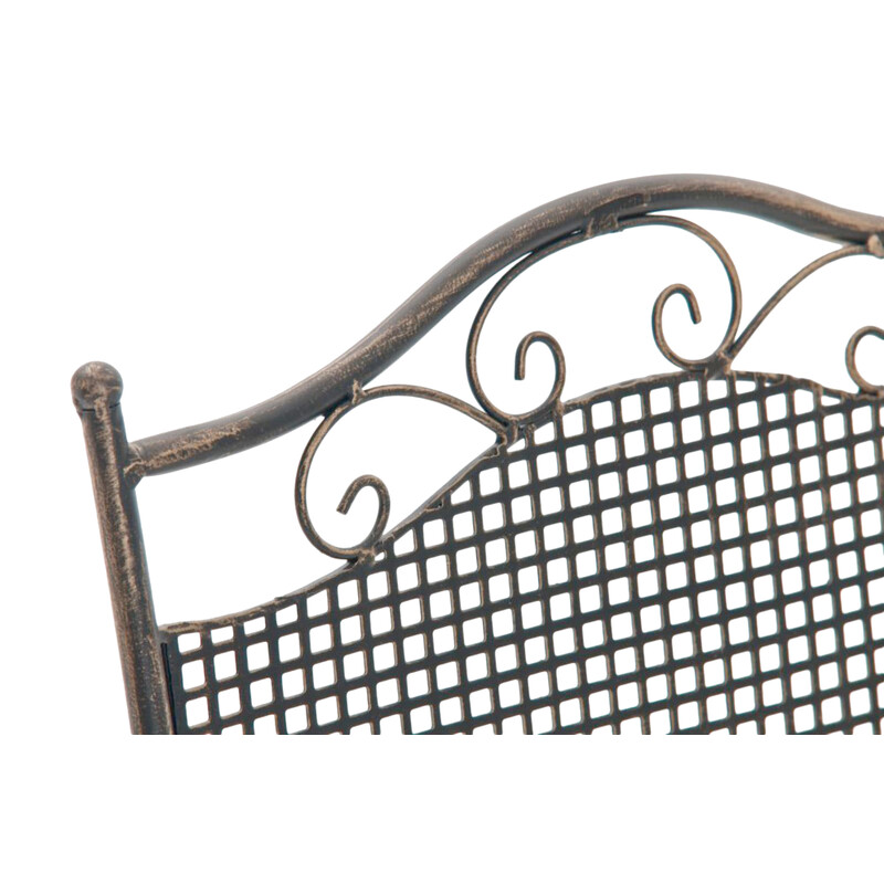 2 sammenklappelige jernhavestole med antikpatina og nostalgisk design