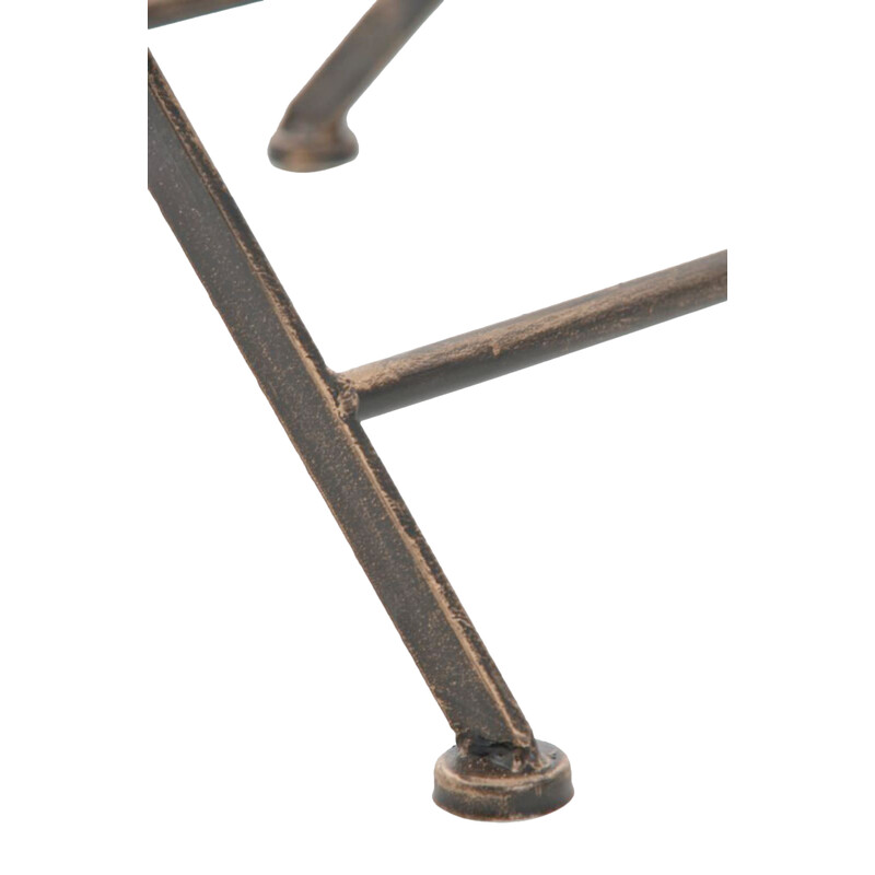 2 sammenklappelige jernhavestole med antikpatina og nostalgisk design