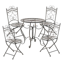 2 sammenklappelige jernhavestole med antikpatina og nostalgisk design