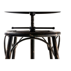 Industribarstol højdejusterbart træ sæde firebenet metalramme stilful