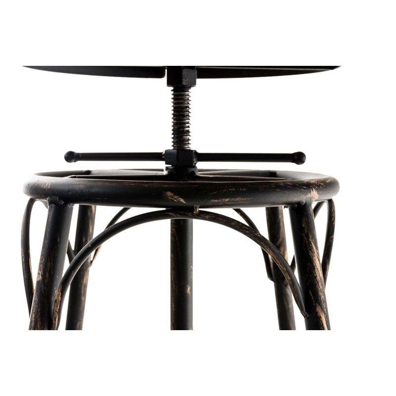 Industribarstol højdejusterbart træ sæde firebenet metalramme stilful