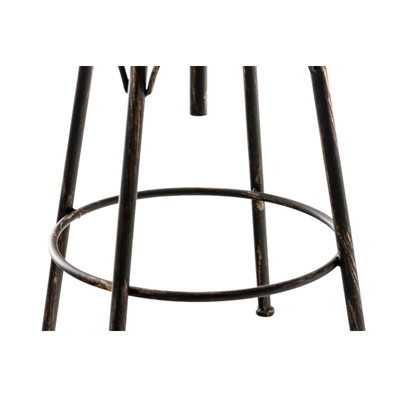 Industribarstol højdejusterbart træ sæde firebenet metalramme stilful