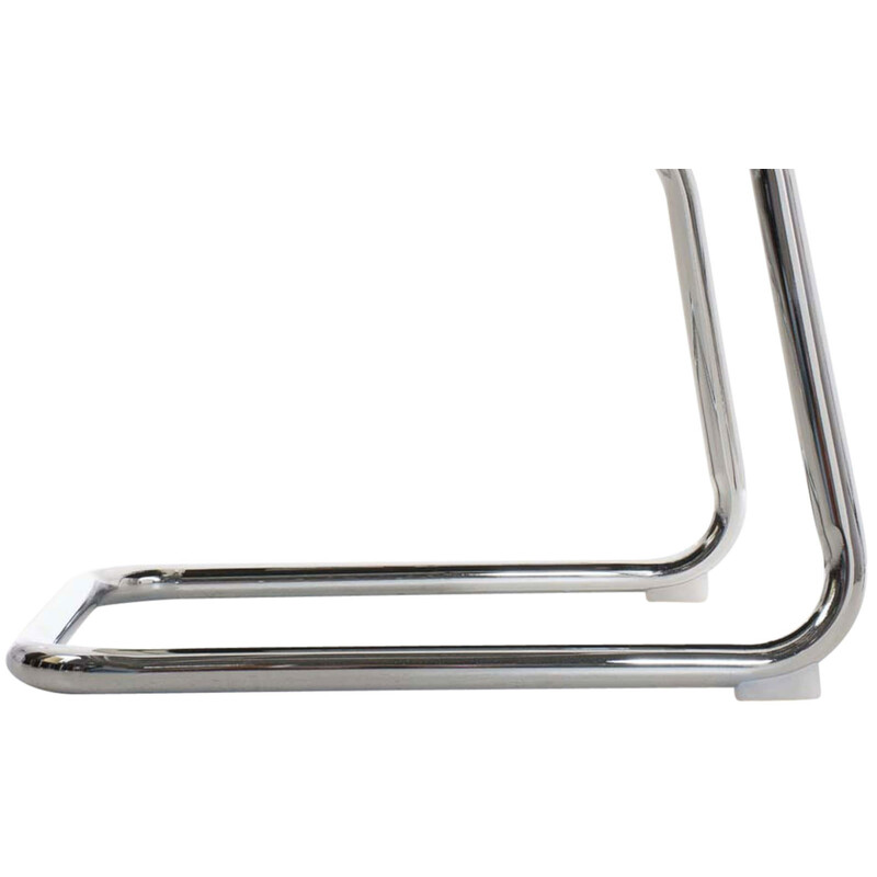 2‑stolssæt moderne kunstlæderstole med kromramme armlæn og høj ryglæn