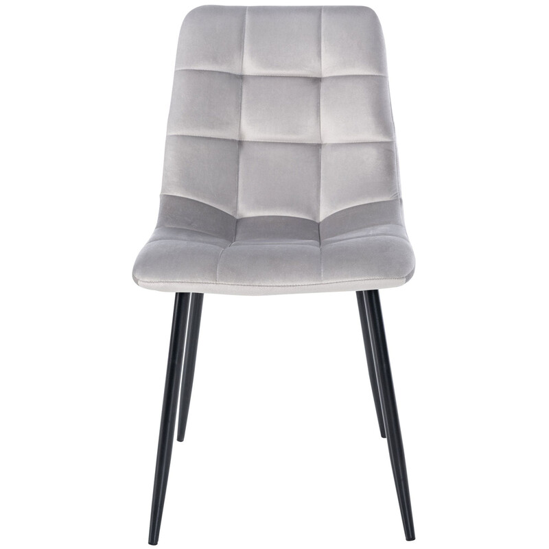 4 stk moderne polstrede spisestole i fløjlsagtig sammet med metalramme