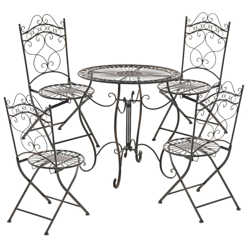 Indra håndlavet metalstole sæt 2 stk antikpatina til have