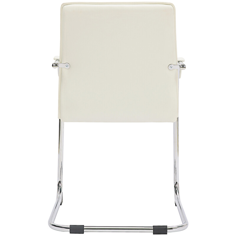 Elegant kunstlæder Tira besøgsstol med metalramme og polstrede armlæn