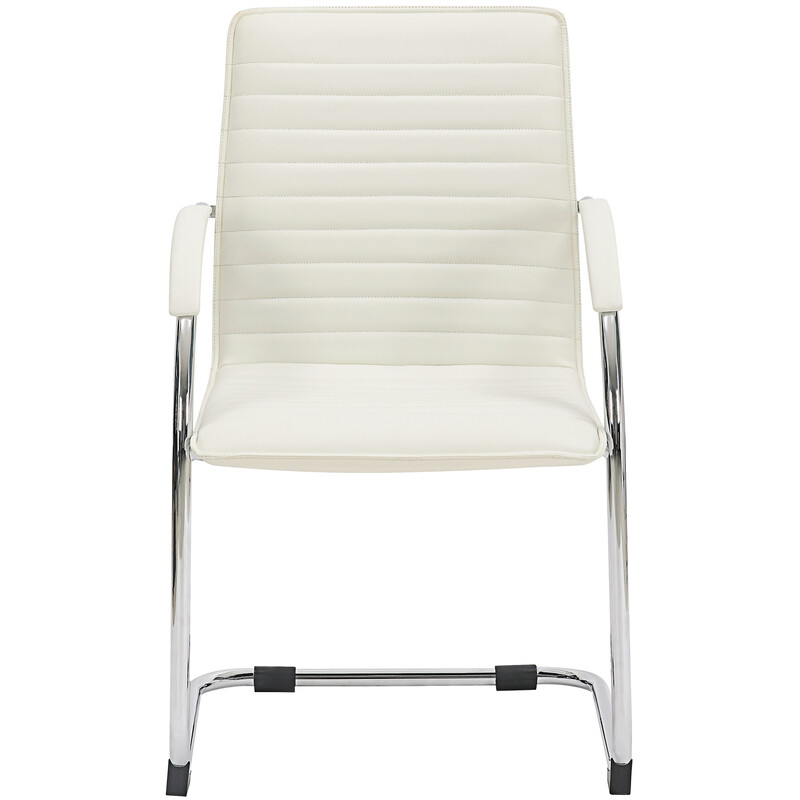 Elegant kunstlæder Tira besøgsstol med metalramme og polstrede armlæn