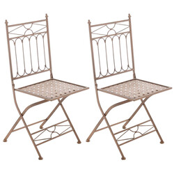 Asina 2‑stk foldestolssæt i jern med antikpatina til have og terrasse