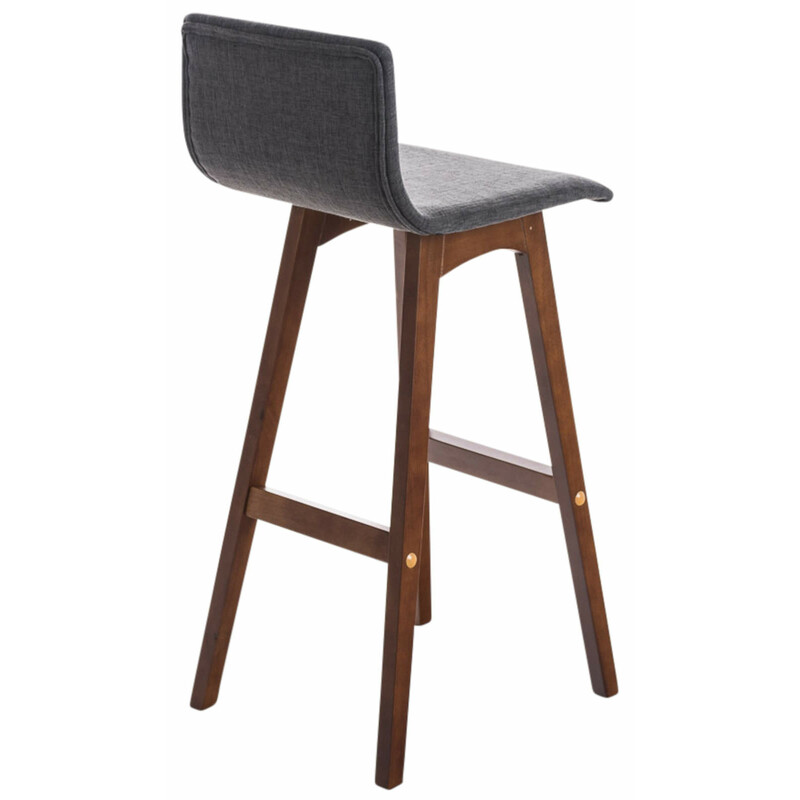 Barstol par med hvid eg ramme polstret stofsæde og fodstøtte